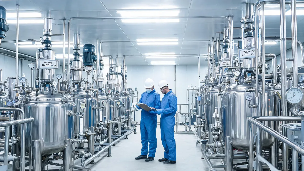 Industrial polymer reactor hall